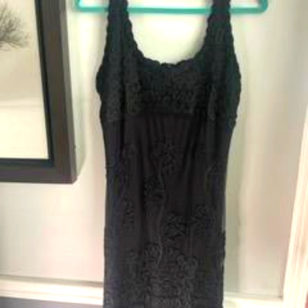 Black Speigel Dress with Flower Lace Embroidery